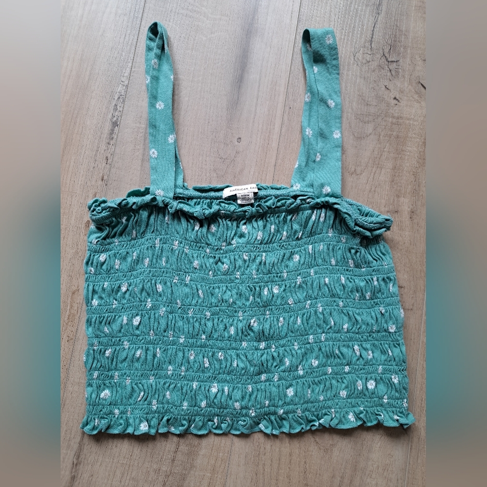 American Eagle Teal Smocked Women's Top